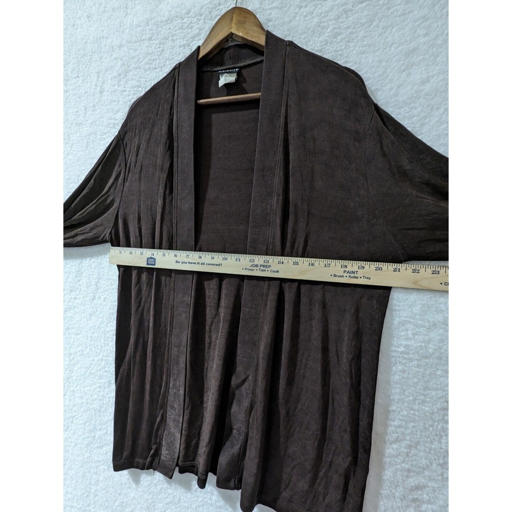 Vintage Citiknits Open Front Brown Stretch Knit Jacket Brown Long Sleeve USA L - Picture 8 of 11